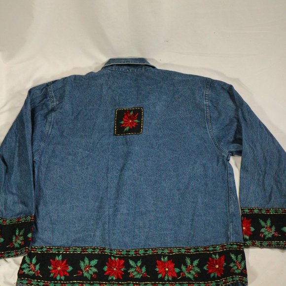 LIFESTYLE Vintage Embroidered Denim Jacket Sz Medium - Picture 8 of 15